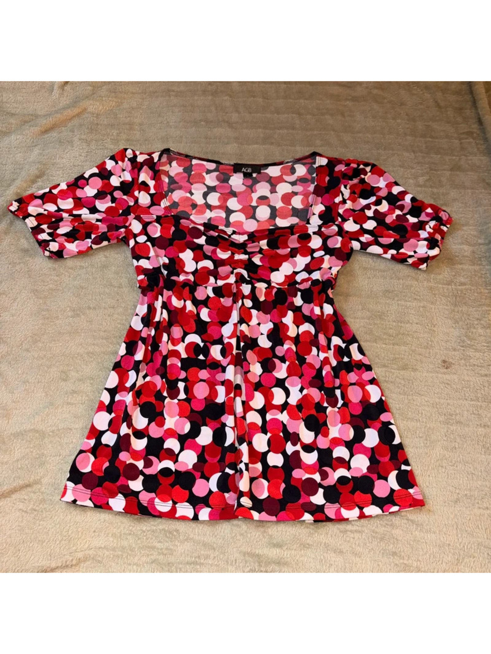 Red Pink and White Y2K 2000’s babydoll top